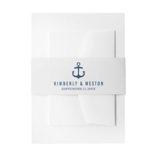 Nautical Wedding Invitation Belly Band / Navy