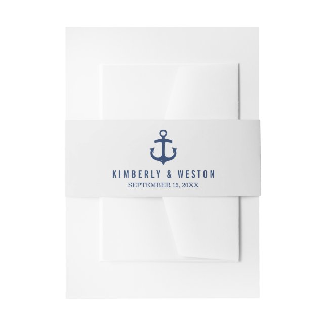 Nautical Wedding Invitation Belly Band / Navy (Front Example)