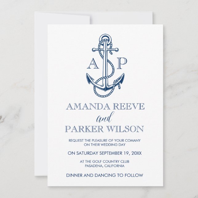 Nautical wedding invitation template (Front)