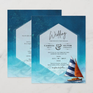 Nautical Wedding Invitation with Sailing Boat