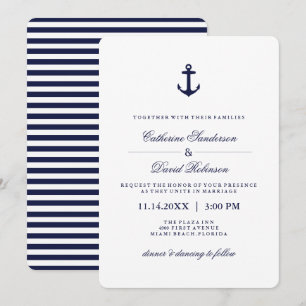 Nautical Wedding Invitations with Navy Stripes