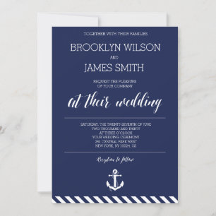 Nautical Wedding Invitations With White Stripes