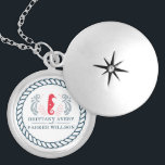 Nautical Wedding Personalized Gift Locket Necklace<br><div class="desc">Modern Nautical Wedding design. Easy to Personalize. If you have any questions feel free to contact me. Perfect for Summer Wedding Celebrations. Matching products can be found in Nautical Wedding collection. You are welcome to visit my store for more beautiful products.</div>