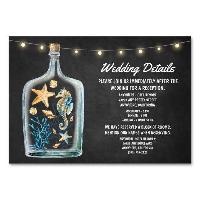 Nautical Wedding Reception Accommodation Cards (Front)