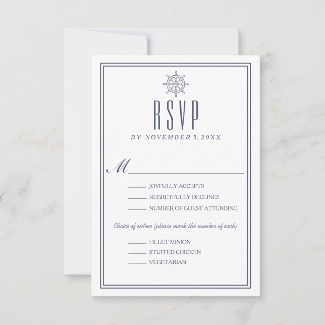 Nautical Wedding RSVP 2 Card (Front)