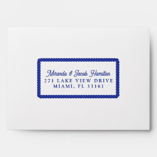 Nautical Wedding Simple White Blue Rope RSVP Envelope