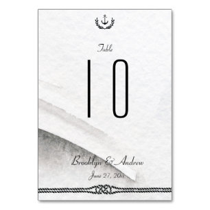 Nautical Wedding Table Numbers Grey And White