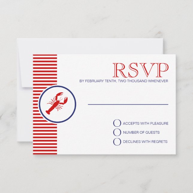 Nautical Wedding Theme RSVP Red Lobster Custom (Front)