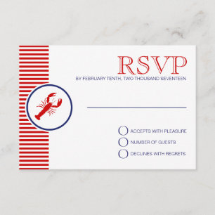 Nautical Wedding Theme RSVP Red Lobster Custom Card