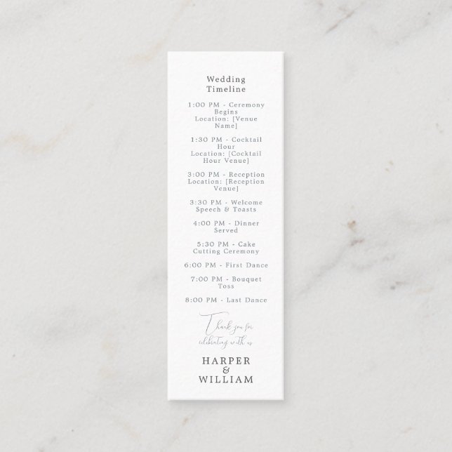 nautical wedding timeline business card (Front)