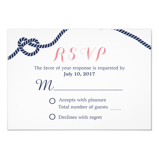 Nautical Wedding Tying the Knot RSVP Card