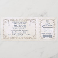 Nautical Wedding Vintage Cruise Ticket Invitation