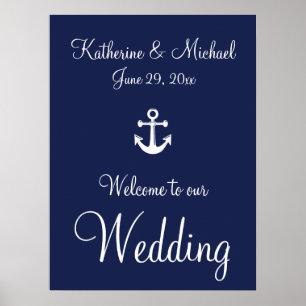 Nautical Wedding Welcome Sign With Anchor