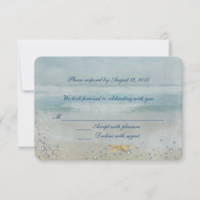 Nautical Wedding with starfish RSVP (Front)