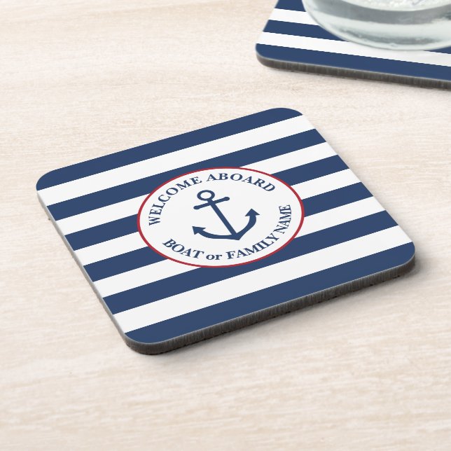 Nautical welcome aboard anchor coasters (Left Side)