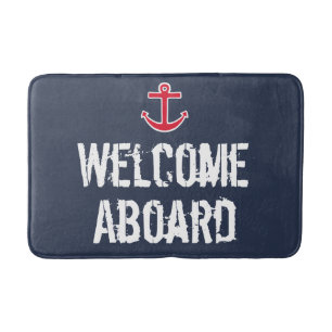 Nautical Welcome Aboard Bath Mat Rug