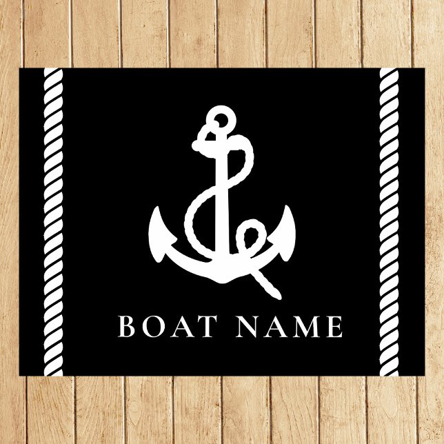 Nautical Welcome Aboard Boat Name Anchor  Doormat (Creator Uploaded)