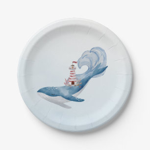 Nautical Whale Baby Shower Paper Plates