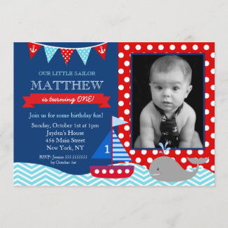 Nautical Whale Birthday Party Invitation