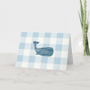 Nautical Whale Blue Gingham Pattern Card