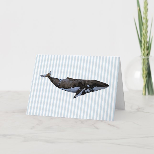 Nautical Whale Blue Stripe Card (Front)
