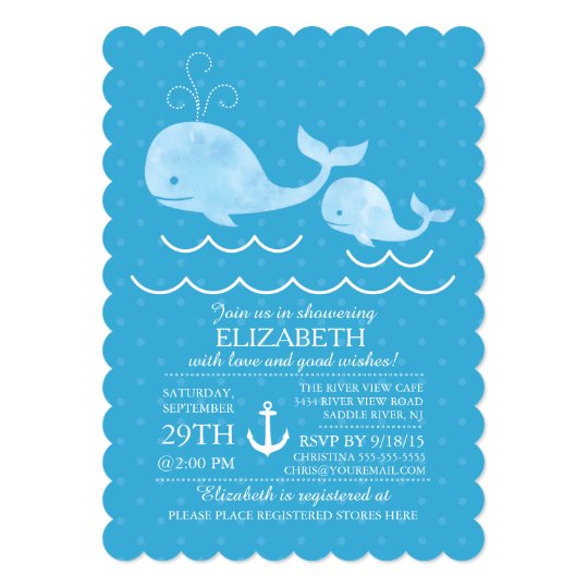 Nautical Whale Boys Baby Shower Invitation
