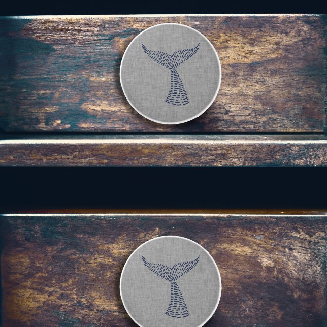 Nautical Whale Tail Line Art Ceramic Knob (Nautical Whale Tail Line Art Ceramic Knob)
