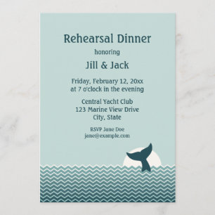 Nautical Whale Tail Rehearsal Dinner Invites