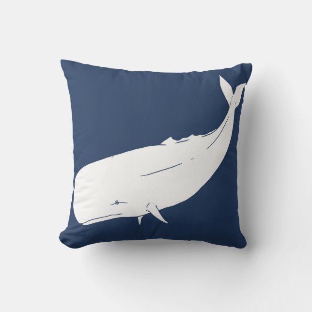 Nautical Whale Throw Pillow (Front)