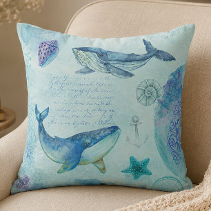 Nautical Whale Throw Pillow