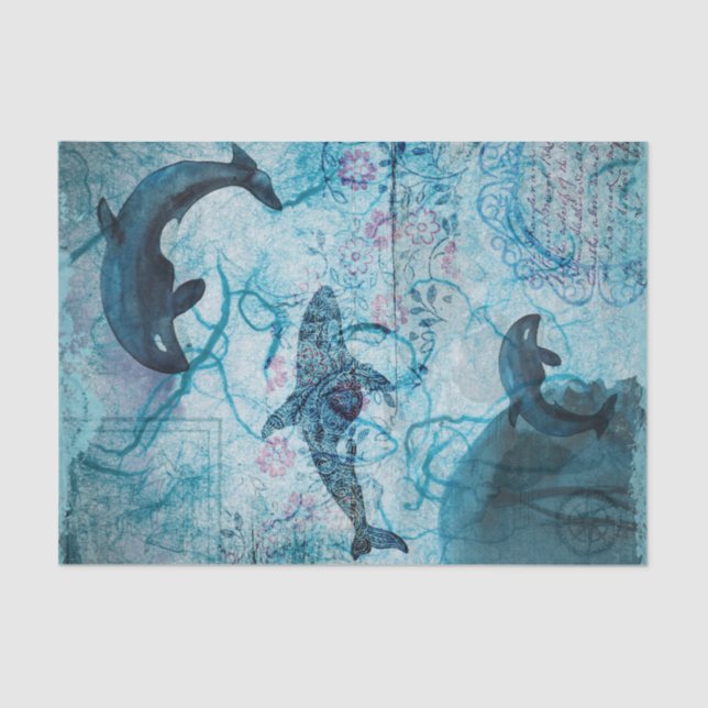 Nautical Whale Tissue Paper (Front)