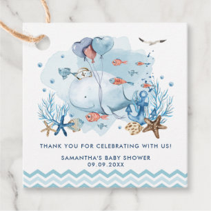 Nautical Whale Under the Sea Blue Boy Baby Shower  Favour Tags