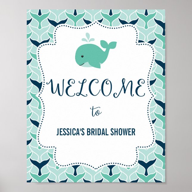 Nautical Whale Welcome Poster Print (Front)