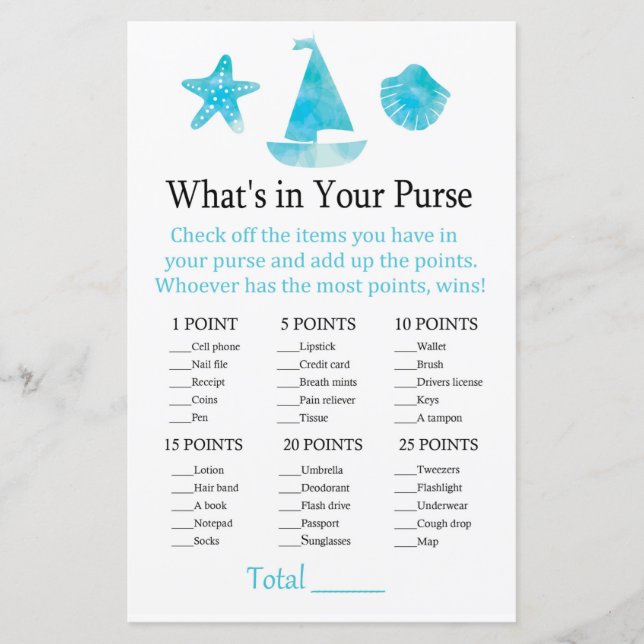 Nautical What's in your purse game (Front)