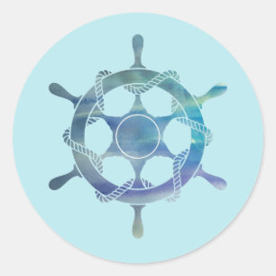 Nautical Wheel Ocean Party Thank You Stickers