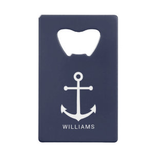 Nautical White Anchor and Custom Nom on Navy Blue