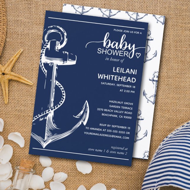 Nautical White Anchor Baby Shower Invitation (Creator Uploaded)