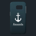 Nautical White Anchor Blue Ombre Personalized Name Samsung Galaxy S7 Case<br><div class="desc">Personalize this beautiful product with your name.</div>