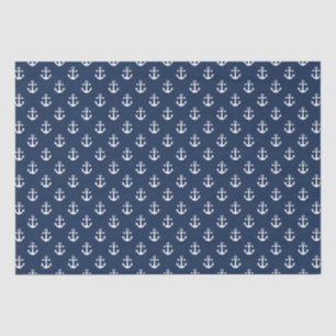 Nautical white anchor on a navy blue background tissue paper