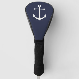 Nautical White Anchor on Navy Blue Golf Head Cover