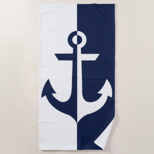 Nautical White and Blue Anchor {pick your color} Beach Towel