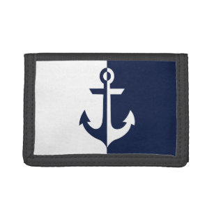 Nautical White and Blue Anchor {pick your color} Trifold Wallet