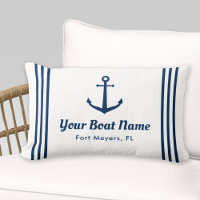 Nautical White and Navy Custom Boat Name