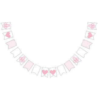 Nautical White and Pink  Bunting Flags