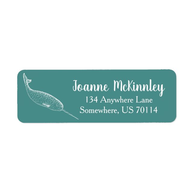 Nautical White Narwhal Whale Sketch (Front)