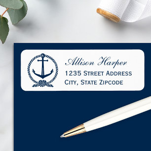 Nautical White Navy Anchor Wedding Address