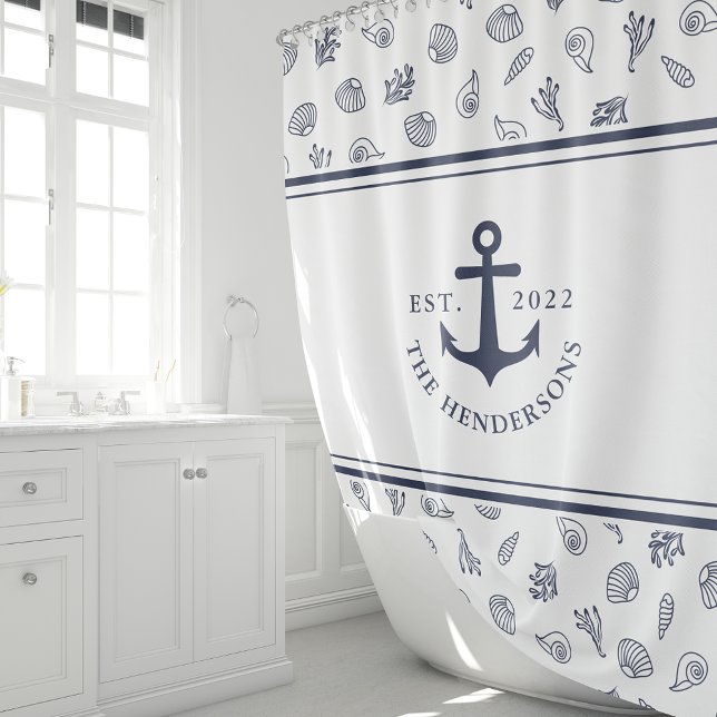Nautical White Navy Blue Anchor Monogrammed (Creator Uploaded)