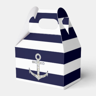 Nautical white rose anchor favor box