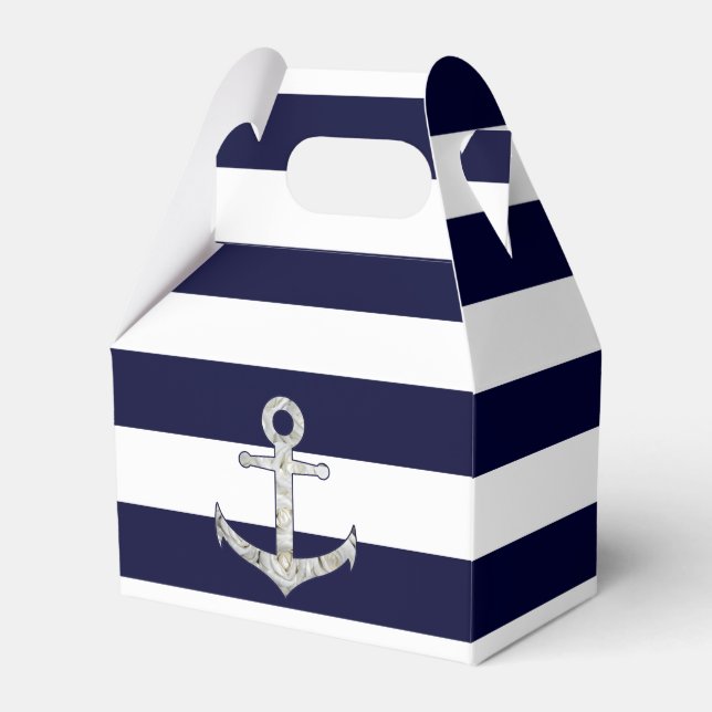 Nautical white rose anchor favor box (Front Side)