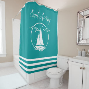 Nautical white sailboat silhouette/sail away